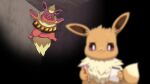 :3 ^_^ animal_focus arms_up belt blonde_hair blurry blurry_foreground closed_eyes closed_mouth colored_sclera commentary_request depth_of_field drunkoak eevee english_commentary evolutionary_stone facing_another fire_stone flareon fur_collar hands_up happy highres holding holding_notepad holding_pencil indoors korean_commentary mixed-language_commentary no_humans notepad outstretched_arms partial_commentary pencil pokemon pokemon_(creature) purple_sclera short_hair smile solo_focus spread_arms spread_legs straight-on underlighting upper_body utility_belt white_eyes