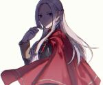  1girl black_ribbon braid cape closed_mouth edelgard_von_hresvelg fire_emblem fire_emblem:_three_houses floating_hair from_side garreg_mach_monastery_uniform gloves hair_ribbon long_hair looking_at_viewer pumpkin-crazy red_cape ribbon simple_background sketch solo upper_body violet_eyes white_background white_gloves white_hair 