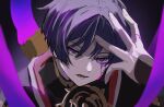  1boy bishounen crying crying_with_eyes_open genshin_impact hand_on_own_head highres japanese_clothes looking_at_viewer male_focus scaramouche_(genshin_impact) shima_usagi solo tears 