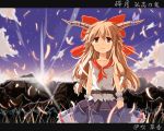  bad_id cloud dexi44 horns ibuki_suika long_hair nejime orange_hair red_eyes ribbon sky solo tears touhou wallpaper 