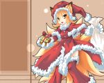  christmas fox_ears fox_tail fur gift gloves holding holding_gift kazami_karasu kitsune kyuubi leg_warmers multiple_tails sack santa_costume tail thighhighs touhou wallpaper yakumo_ran zettai_ryouiki 