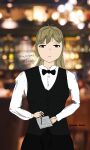 original_character red_eyes waitress waitress_uniform writingasking_viewer