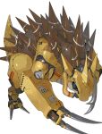  absurdres blue_eyes claws highres joints mechanization non-humanoid_robot pokemon pokemon_(creature) robot robot_joints sandslash science_fiction simple_background solo spikes standing tail white_background yunimaru 