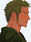 1boy absurdres expressionless from_side green_hair highres long_sideburns looking_to_the_side male_focus no.6_(numberr_6) one_piece portrait roronoa_zoro short_hair sideburns solo unfinished 