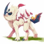  ._. 10r_(tulipano) absol alternate_color animal_focus aqua_eyes bad_id bad_pixiv_id black_eyes bug claws closed_mouth commentary eye_contact fang fluffy full_body fur_collar grass highres looking_at_another looking_back no_humans open_mouth pokemon pokemon_(creature) red_eyes shiny_pokemon short_hair sidelocks simple_background standing sweat teeth weedle white_background white_hair 