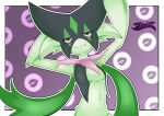  absurdres animal_ears cat cat_ears furry furry_female grass_type green_hair highres magician mask meowscarada non-web_source pokemon pokemon_(creature) 