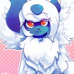  :3 absol animal_focus artist_name bad_deviantart_id bad_id bangs bright_pupils closed_mouth collar commentary english_commentary eyes_visible_through_hair feathered_wings fluffy fur_collar happy leshenz looking_at_viewer mega_absol mega_pokemon mega_stone no_humans outline pink_background pokemon pokemon_(creature) polka_dot polka_dot_background red_eyes sidelocks signature simple_background smile solo split_mouth swept_bangs upper_body white_hair white_outline white_pupils white_wings wings 
