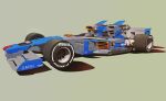  car earth_federation_space_forces english_commentary formula_one from_side ground_vehicle gundam highres motor_vehicle no_humans pirelli race_vehicle racecar shadow simple_background spoiler_(automobile) vehicalization vehicle_focus walter_kim wheel 