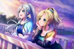  blonde_hair blue_eyes blush d4dj jacket long_hair ponytail sasago_jennifer_yuka smile 