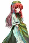 1girl absurdres baggy_pants beret braid china_dress chinese_clothes dress green_dress green_eyes green_headwear hat hat_ornament highres hong_meiling long_hair pants redhead star_(symbol) star_hat_ornament touhou twin_braids white_pants yukine_0930