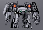  arm_cannon full_body glowing grey_background highres mecha no_humans open_hand original pile_bunker radio_antenna robot solo standing weapon yoshi_(moco1) 