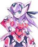  1girl android archived_source eblmeka green_eyes joints long_hair mecha_musume mechanical_hair open_mouth original purple_hair robot_joints sidelocks smile solo 