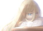  1girl aia_amare artist_name bangs blonde_hair blue_eyes covered_mouth english_commentary from_side glasses hair_behind_ear hair_between_eyes highres light_particles long_hair looking_at_viewer nightachan nijisanji nijisanji_en portrait round_eyewear solo virtual_youtuber 