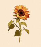  commentary commission english_commentary flower grey_background highres leaf libbyframe no_humans original plant signature simple_background still_life sunflower yellow_background yellow_flower 