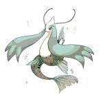  bubble commentary_request fins full_body green_eyes milotic no_humans oimo_kenpi pokemon pokemon_(creature) red_pupils sea_serpent simple_background solo white_background 