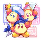  arm_up bandana bandana_waddle_dee blue_bandana blue_eyes blush bug butterfly color_guide commentary_request full_body hat highres holding holding_polearm holding_umbrella holding_weapon kirby_(series) looking_up miru_(milusour) no_humans parasol polearm red_eyes sailor_hat sailor_waddle_dee shoes spear umbrella violet_eyes waddle_dee weapon white_background white_headwear yellow_butterfly yellow_footwear 