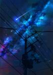  absurdres cable clouds dark highres night night_sky no_humans original outdoors power_lines scenery shooting_star sky sumassha_t_t utility_pole 