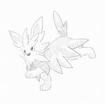  animal_focus commentary_request dog from_side full_body greyscale herdier highres monochrome munna_(pixiv_4032814) no_humans partial_commentary pokemon pokemon_(creature) running simple_background sketch solo traditional_media white_background 