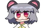  1girl animal_ears blush capelet closed_mouth fwkzpoulet grey_capelet grey_hair hair_between_eyes long_sleeves looking_at_viewer mouse_ears nazrin smug white_background 