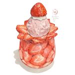 artist_name cup drinking_glass english_commentary food food_focus fruit highres ice_cream kailene mixed-language_commentary original parfait simple_background still_life strawberry strawberry_parfait whipped_cream white_background 