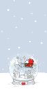  absurdres animal bare_tree capelet danby_merong fur-trimmed_capelet fur_trim grey_background heart highres house no_humans original rabbit red_capelet reindeer simple_background sleigh snow snow_globe snowing sparkle tree 