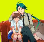  1boy 1girl age_difference chili_(pokemon) couch florian_(pokemon) highres non-web_source onee-shota pokemon pokemon_(game) pokemon_sv shota 