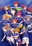  2022_fifa_world_cup 6+girls absurdres aida_mana amamiya_elena ball black_footwear black_hair blonde_hair blue_shirt blue_socks brown_eyes brown_hair cleats closed_mouth commentary_request dark-skinned_female dark_skin delicious_party_precure dokidoki!_precure english_commentary frown futari_wa_precure futari_wa_precure_splash_star gloves green_hair grimace grin hair_ornament hair_ribbon hair_scrunchie hairband hairclip heartcatch_precure! highres houjou_hibiki hyuuga_saki kenjou_akira kicking long_hair looking_at_viewer looking_to_the_side medium_hair midorikawa_nao misumi_nagisa mixed-language_commentary multiple_girls nagomi_yui natsuki_rin one_side_up open_mouth orange_hair orange_hairband outstretched_arms pink_ribbon pointing ponytail precure precure_all_stars purple_scrunchie red_eyes red_gloves redhead ribbon satou_yasu scrunchie series_connection shirt short_hair short_sleeves shorts side_ponytail smile smile_precure! soccer soccer_ball soccer_uniform socks sportswear spread_arms standing star_twinkle_precure suite_precure t-shirt takizawa_asuka tropical-rouge!_precure tsukikage_yuri twitter_username two_side_up violet_eyes white_shorts world_cup wristband yellow_ribbon yes!_precure_5 
