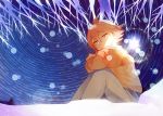  boy branch field fubuki_atsuya hinata123 inazuma_eleven male night snow snowflakes solo star_trailing tears 