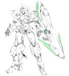  absurdres clenched_hand full_body gundam gundam_00 highres mecha mobile_suit ni~tsu_kashi no_humans open_hand original robot science_fiction shield simple_background sketch solo v-fin white_background white_eyes 