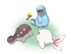  :d absurdres black_eyes boingfarm bright_pupils cetoddle clodsire closed_mouth commentary grass highres no_humans open_mouth pokemon pokemon_(creature) quagsire smile tadbulb tongue white_pupils 