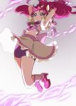  1girl back_bow bike_shorts boots bow butterfly_brooch crop_top cure_dream hair_rings highres kamogawa140 long_hair midriff navel pink_bow pink_hair precure purple_bike_shorts short_sleeves skirt solo violet_eyes white_skirt yes!_precure_5 yes!_precure_5_gogo! yumehara_nozomi 