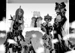  animal_ears arknights bangs bare_shoulders bear_boy bear_ears breasts coat fedora fur_trim furry furry_female furry_male glasses gloves hat head_fins holding horns hoshiguma_(arknights) iwashi_80 jacket jaye_(arknights) large_breasts lee_(arknights) long_hair long_sleeves looking_at_viewer mask monochrome mouth_mask multicolored_fur multicolored_hair oni_horns open_clothes rat_king_(arknights) round_eyewear short_hair single_horn sleeveless striped_fur sunglasses tail tiger_ears tiger_girl tiger_tail tinted_eyewear waai_fu_(arknights) 