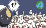  !? 6+others animal_ears chibi earth_(planet) highres moon moon_rabbit multiple_others nontao original planet rabbit_ears red_eyes spacesuit sweatdrop translated white_hair 