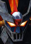  looking_to_the_side mazinger_(series) mazinger_z mazinger_z_(mecha) mecha nakamura_jun&#039;ichi no_humans portrait red_background robot science_fiction solo super_robot yellow_eyes 