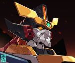  artist_logo commentary english_commentary gaogaigar highres looking_ahead mar10 mecha no_humans portrait robot science_fiction solo super_robot v-fin yellow_eyes yuusha_ou_gaogaigar yuusha_series 