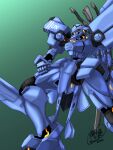  assault_visor commission f-15_eagle_(muvluv) green_background hand_on_own_thigh highres kisaragi_hakana mecha muvluv muvluv_alternative no_humans robot science_fiction signature skeb_commission solo tactical_surface_fighter united_nations weapon weapon_on_back 