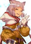  1girl animal_ears bangs blunt_bangs bodysuit cat_ears facial_mark flat_chest gloves grey_hair hankuri nia_(xenoblade) short_hair solo white_gloves xenoblade_chronicles_(series) xenoblade_chronicles_2 yellow_bodysuit yellow_eyes 