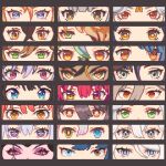  +_+ 1boy 6+girls amber_(genshin_impact) aniebodie annotation_request bangs blue_eyes brown_eyes brown_hair chainsaw_man character_request close-up colored_sclera commentary copyright_request dark-skinned_female dark_skin eye_focus eyepatch eyeshadow fischl_(genshin_impact) genshin_impact green_eyes green_hair grey_hair hair_between_eyes hair_over_one_eye heterochromia hololive houshou_marine hu_tao_(genshin_impact) jean_(genshin_impact) keqing_(genshin_impact) lisa_(genshin_impact) makeup makima_(chainsaw_man) mona_(genshin_impact) multicolored_hair multiple_girls ningguang_(genshin_impact) one_eye_covered oozora_subaru partially_annotated pink_eyes pink_sclera pixel_art red_eyes red_eyeshadow streaked_hair symbol-only_commentary vei_(vtuber) violet_eyes virtual_youtuber vshojo xiangling_(genshin_impact) xingqiu_(genshin_impact) 