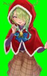  1girl :d antlers antlers_through_headwear braid branch capelet ceres_fauna flower french_braid green_background green_hair green_nails gukurosawa01 hair_flower hair_ornament hair_over_one_eye high-waist_skirt highres hololive hololive_english hood hood_up leaf looking_at_viewer mole mole_under_eye nail_polish open_mouth simple_background skirt smile solo sweater virtual_youtuber yellow_eyes 