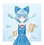  cirno food grummsed holding_ice_cream ice_cream simple_background touhou 