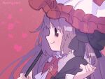  1girl bangs black_bow black_jacket bow bowtie brown_eyes brown_hair from_side hair_bow hand_up holding holding_umbrella jacket long_hair magia_record:_mahou_shoujo_madoka_magica_gaiden magical_girl mahou_shoujo_madoka_magica one_side_up paru_rari portrait profile red_background red_bow red_bowtie satomi_touka sidelocks simple_background sketch smile solo sparkle twitter_username umbrella 