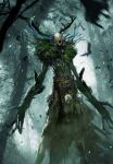  bird crow crows deer_antlers forest gwent_(game) highres leshen moss nature non-web_source realistic skull spirit the_witcher_(series) tree 