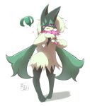  absurdres commentary_request fang full_body furry groin half-closed_eyes heart highres idaten93 looking_at_viewer meowscarada navel open_mouth pokemon pokemon_(creature) shadow signature simple_background smile solo standing violet_eyes white_background 