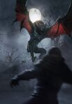  bat_(animal) bat_wings blurry blurry_foreground fangs full_moon gwent_(game) hairy highres monster moon night non-web_source regis the_witcher_(series) the_witcher_3 tree vampire wings 