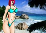  beach blue_bikini echi red_eyes redhead 