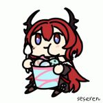 1girl animated_gif chewing eating horns ice_cream seseren