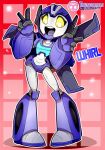  1girl alien blue_panties breasts colored_skin grey_skin grey_tongue highres humanoid_robot littlesis5 loli panties robot small_breasts transformers transformers:_rescue_bots transformers:_rescue_bots_academy underwear v whirl_(transformers) yellow_eyes 