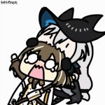 animated_gif arknights magallan_(arknights) multiple_girls nibbling seseren skadi_(arknights)