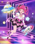  1girl ahoge bangs blunt_bangs choker dress elbow_gloves gloves highres hoshina_hikaru official_art open_mouth pink_eyes pink_hair precure puffy_short_sleeves puffy_sleeves short_sleeves smile solo star_twinkle_precure third-party_source white_gloves 