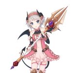  blue_eyes holding holding_weapon horns looking_ahead looking_at_viewer official_art princess_connect! tail transparent_background weapon white_hair wings yori_(princess_connect!) 